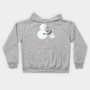 Snowman piling snowballs Kids Hoodie